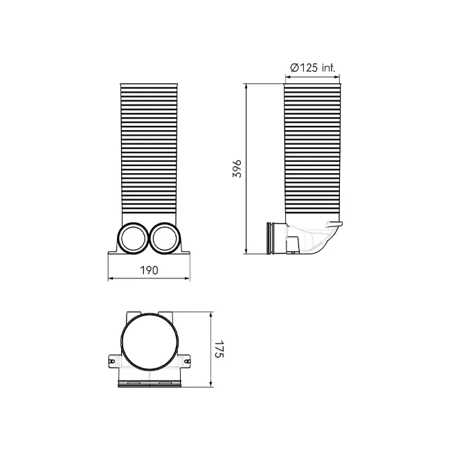 Ubbink Air Excellent 34C valve adapter 125 2x90°
