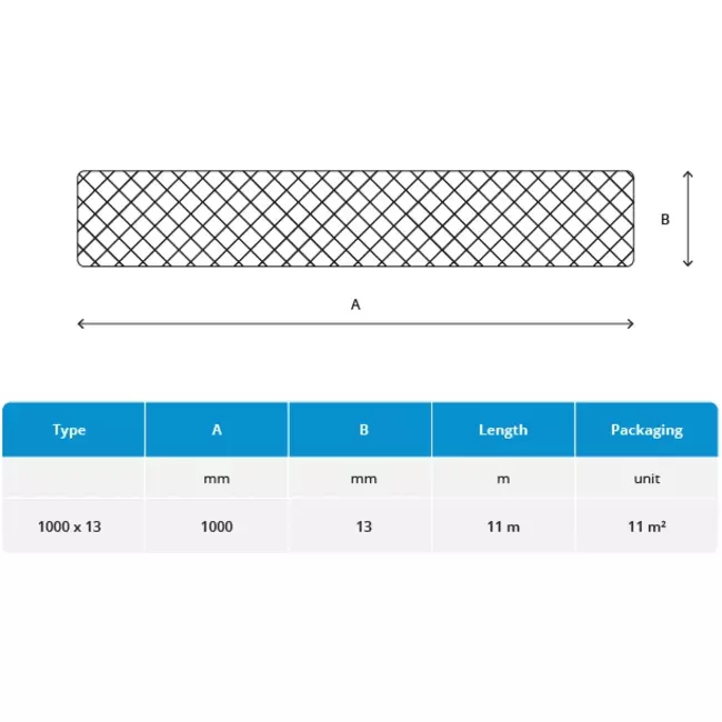 Self-adhesive insulation mat 13 mm thick - 1 m wide - Package content 11m2