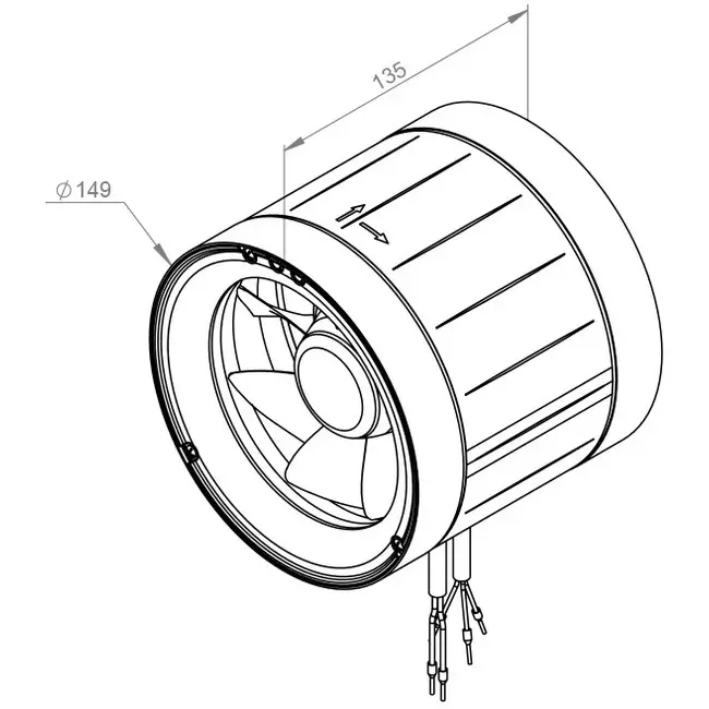 Inline tube fan 150mm mixed-flow ETAMASTER - EM 150 EC 01