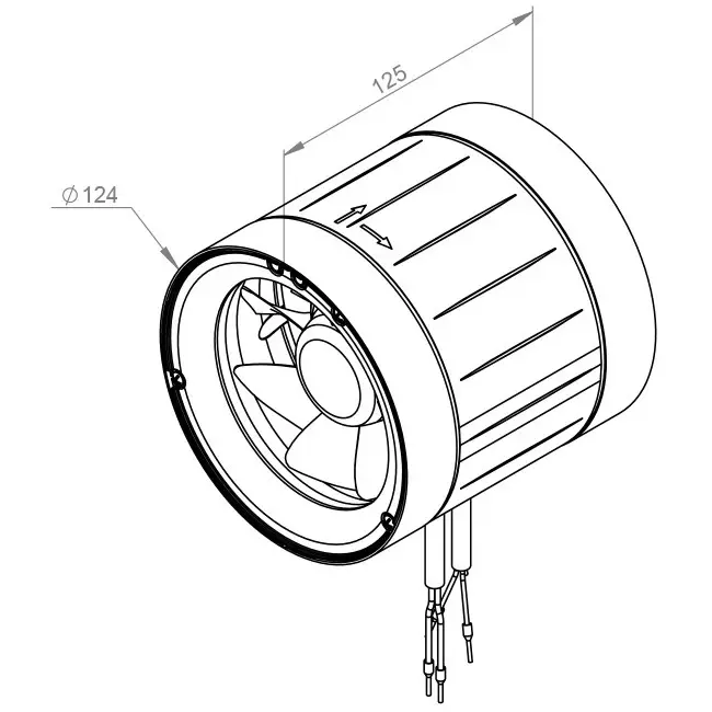 Inline tube fan 125mm mixed-flow ETAMASTER - EM 125 EC 02
