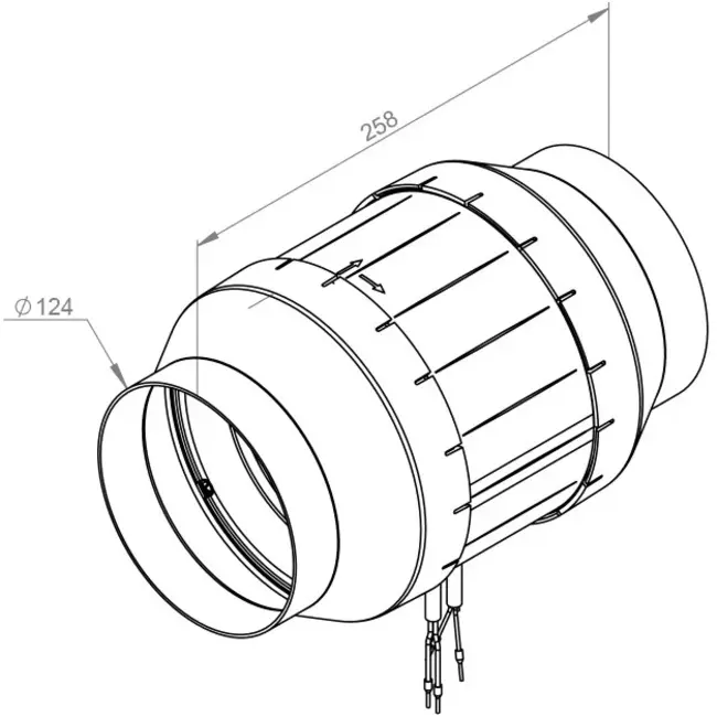 Inline tube fan 125mm mixed-flow ETAMASTER - EM 125L EC 02
