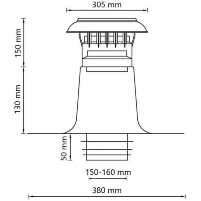 Ventilation double-walled roof slab with plastic cap Ø 150-160mm
