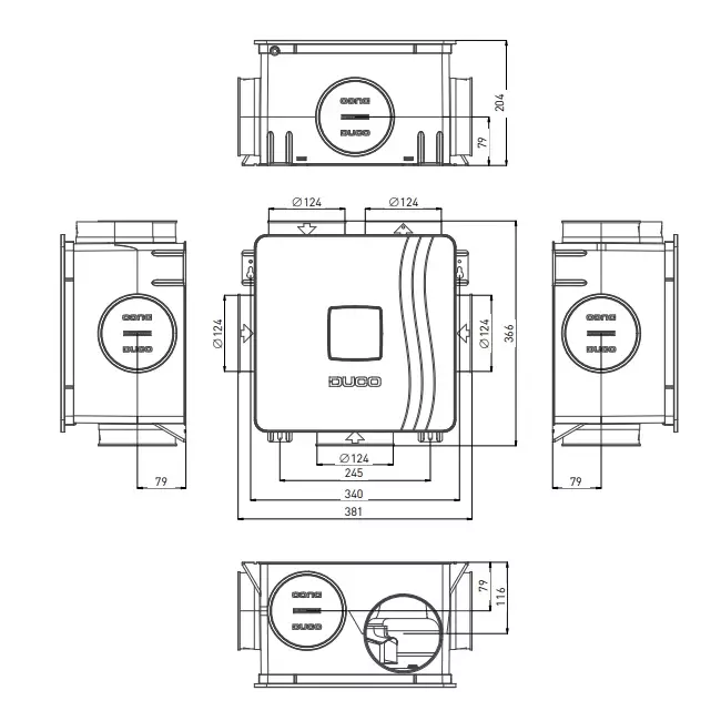 DucoBox Reno 325 m³/h - plug type G