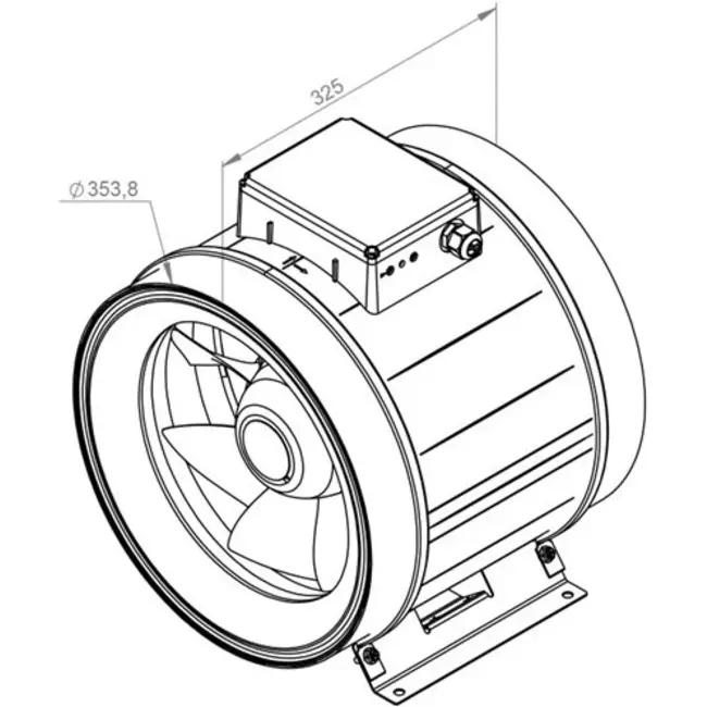 Ruck® ETAMASTER inline tube fan with EC motor 4790m³/h - Ø 355 mm + operation potentiometer 10 kO