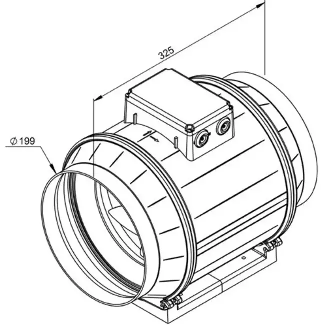 Ruck® ETAMASTER inline tube fan with EC motor 1300m³/h - Ø 200 mm + operation potentiometer 10 kO