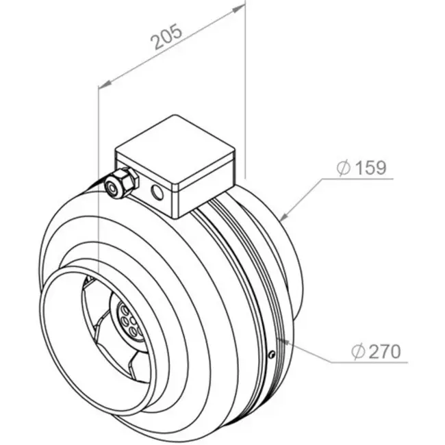 Ruck® inline tube fan 460m³/h – Ø 160 mm + electronic variable control 1.0 A