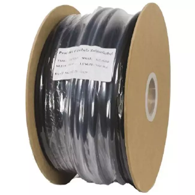 Flexible black rubber cable, 3 x 1.5, for outdoor use, 50-meter roll
