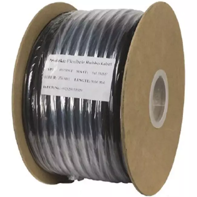 Flexible black rubber cable 4 x 1.5 for outdoor, roll 50 meters