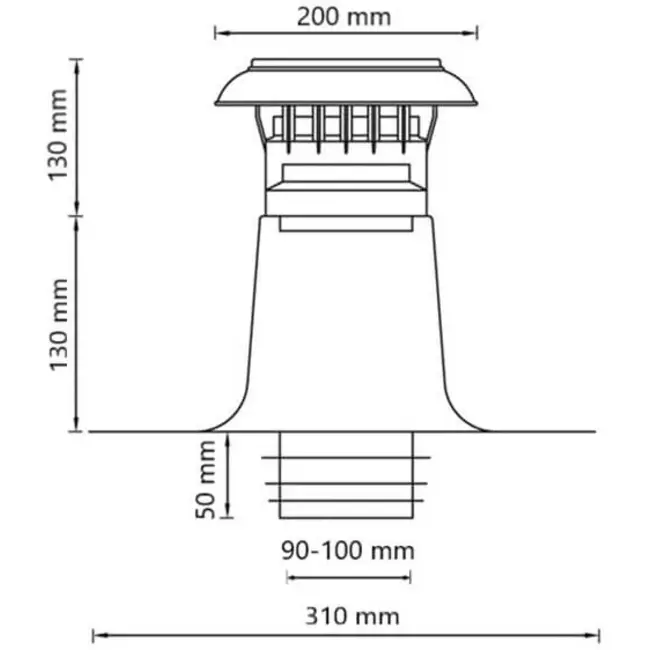 Ventilation double-walled roof slab with plastic cap Ø 90-100mm