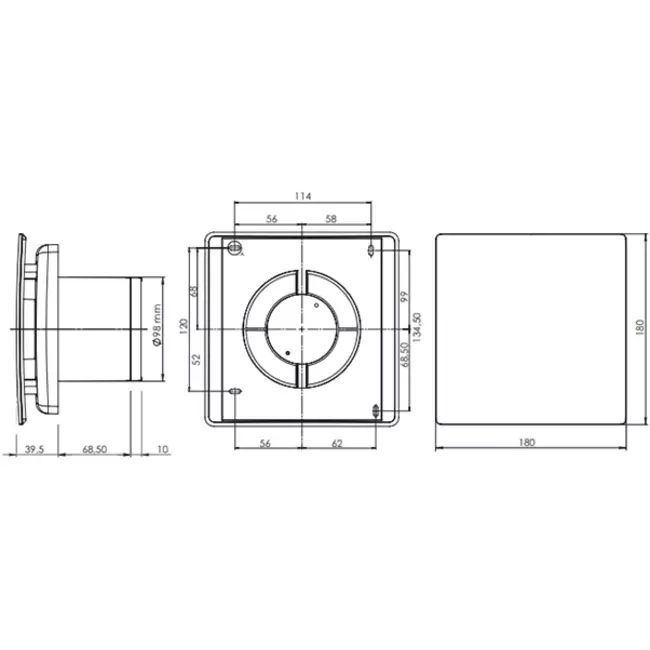 Itho Daalderop bathroom extractor fan Ø 100 mm - white with timer and 2 speeds BTV-ssst T