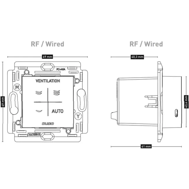 Duco control switch RF/Wired white