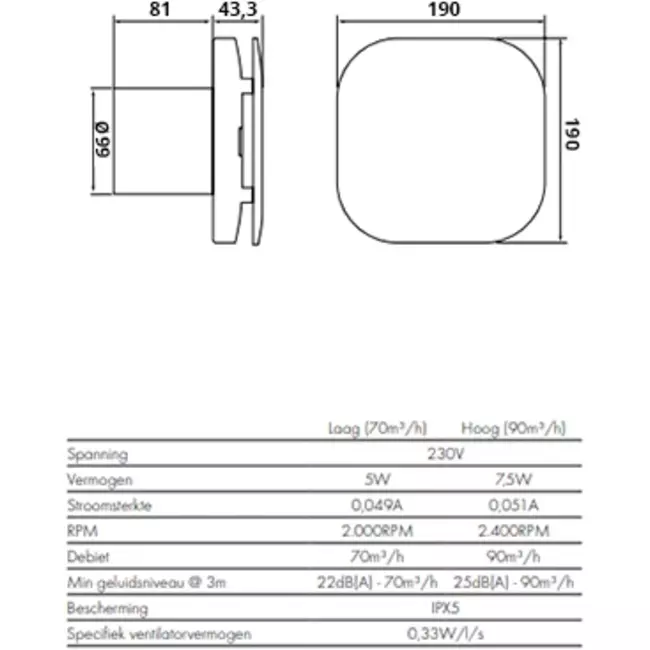 Vent Axia bathroom extractor fan Supra Design - With adjustable timer and motion sensor - Vent Axia - Ø100 mm - 100TM