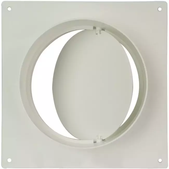 Round plastic wall plate with back draught shutter diameter: 125mm - AFV125
