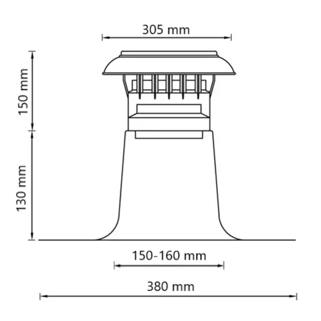 Ventilation roof slab with plastic cap Ø 150-160mm