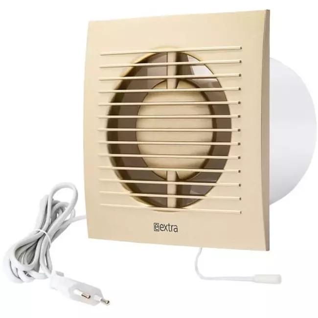 Bathroom extractor fan Ø 100 mm gold with pull cord and power plug - EE100WPG