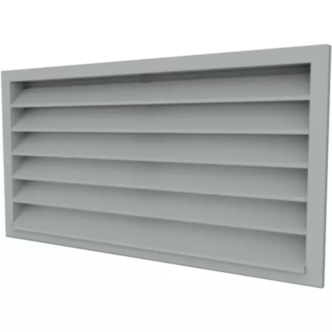 Exterior wall grille 700 x 500 steel with fixed vanes - mixed colour RAL 7001
