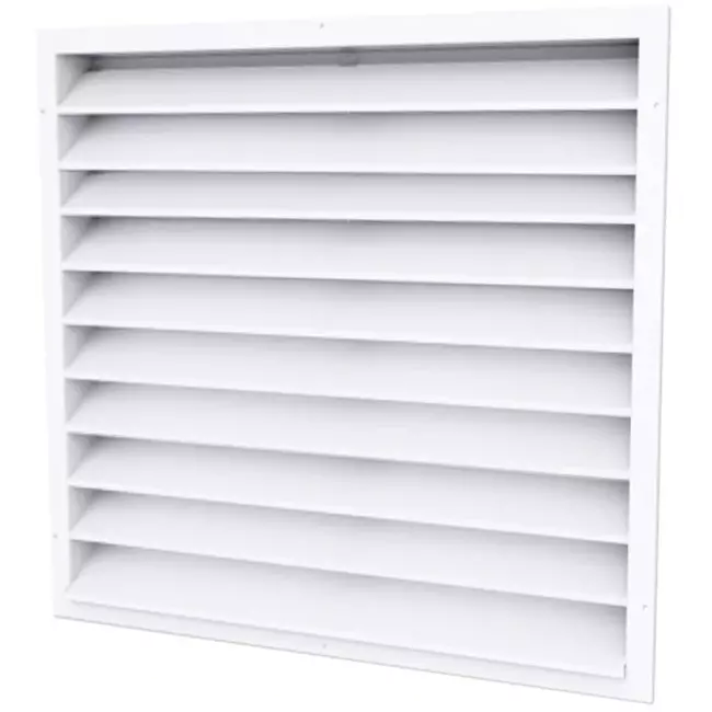 External wall grille 300 x 300 in steel, with fixed vanes - mixed colour RAL 9016