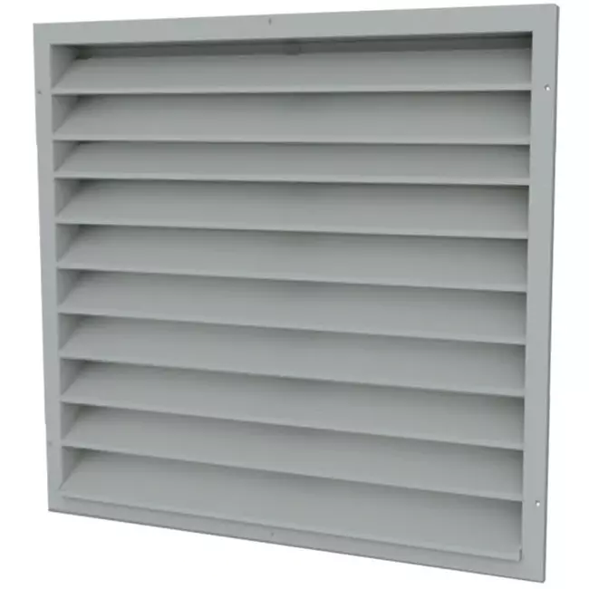 External wall grille 300 x 300 in steel, with fixed vanes - blank uncoated