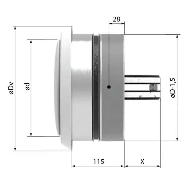 Fire damper round 100mm with ventilation valve - E-BFDC V EI120S D100