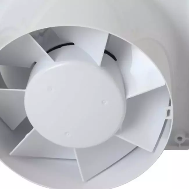Bathroom extractor fan Ø 100 mm with pull cord and power plug - front panel in satin silver glass