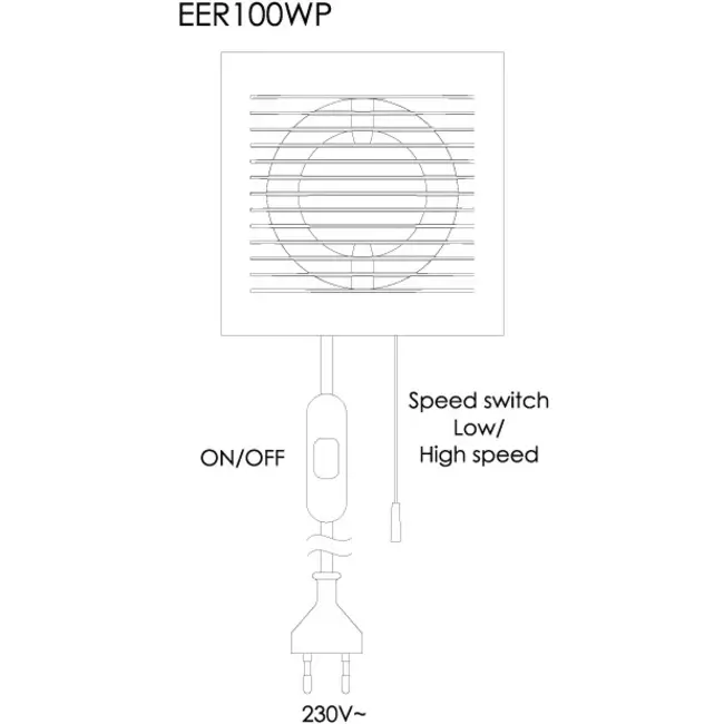 Europlast decentralised MVHR unit 100 mm with pull cord and plug