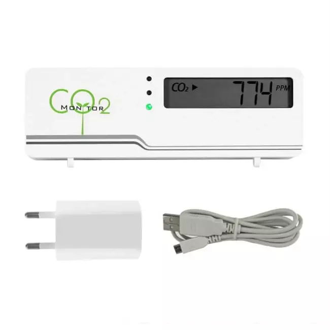 CO2 Meter - Air Indicator Compact with Temperature Display + Plug