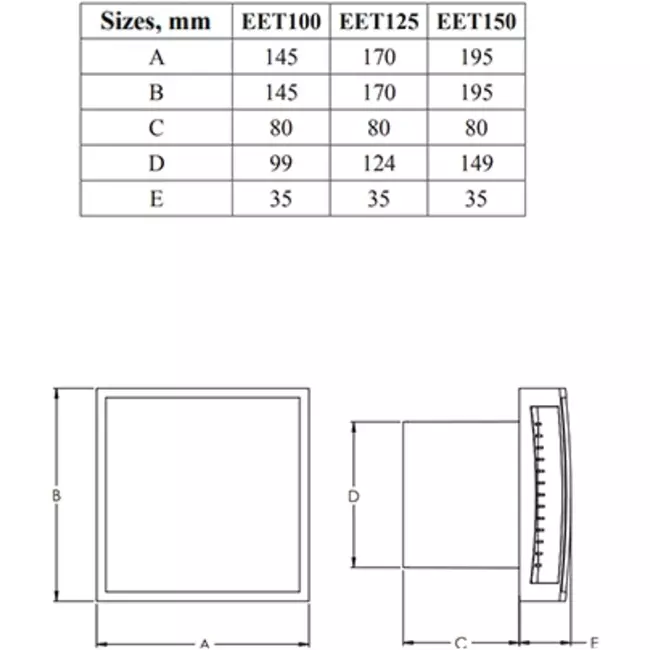 Bathroom extractor fan Ø 100 mm - designer EET100i