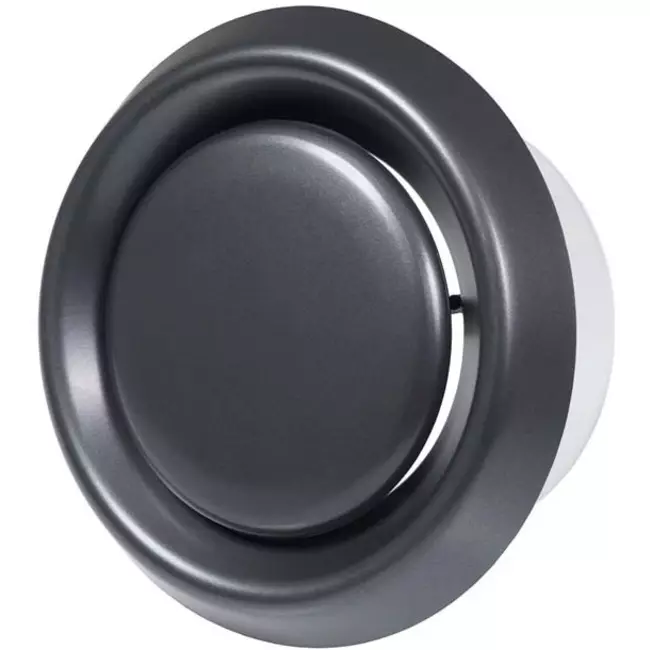 Anthracite black ventilation valve plastic with mounting sleeve - Ø 125mm - VD125A