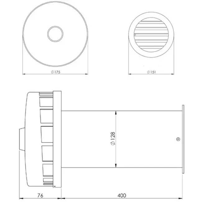 Insulated exterior wall duct for natural ventilation diameter 125 mm – SPK2-125