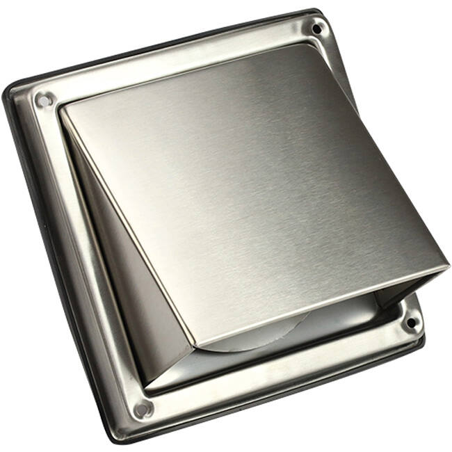 Stainless steel front grille 100mm with high inlet non-return damper - EL-SS-BD100 SS