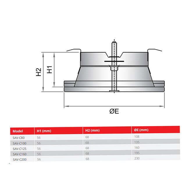 Air inlet valve 200 mm with metal springs - SAV-C200 RAL9010