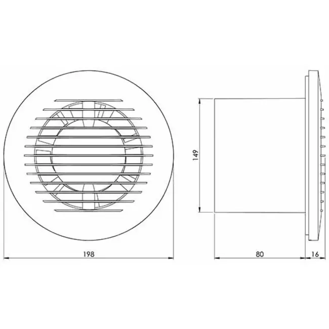 Bathroom extractor fan round Ø 150 mm white with timer - EA150T