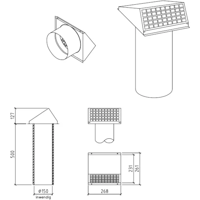 Thermoduct wall bushing 150 mm
