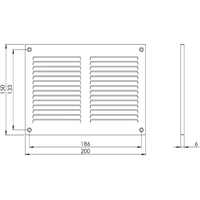 Metal grille 200x150mm white - MR2015