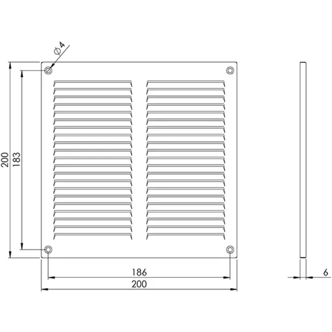 Metal grille 200x200mm galvanised - MR2020Zn