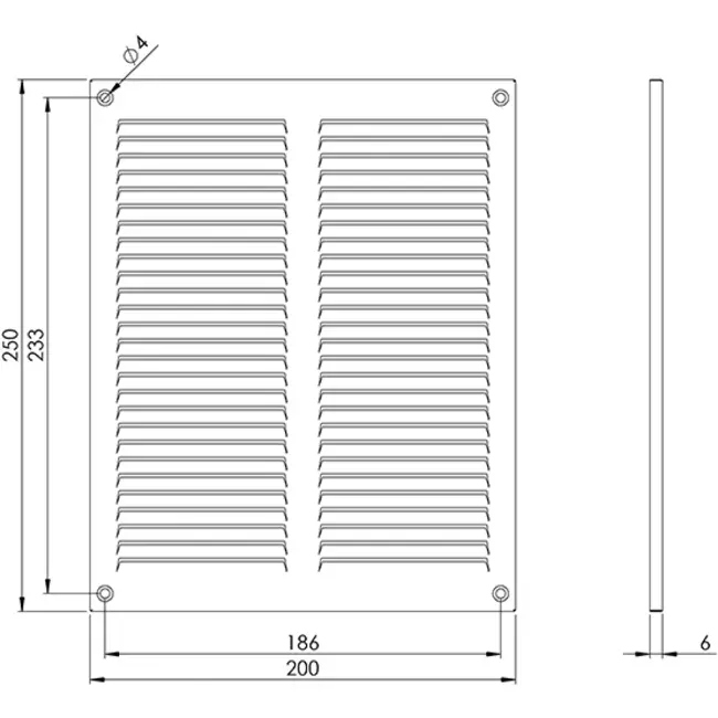 Metal grille 200x250mm white - MR2025
