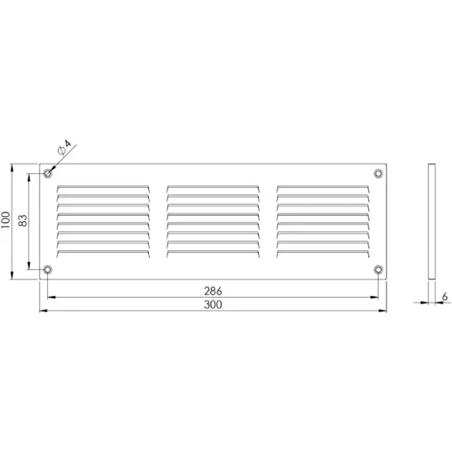Metal grille 300x100mm grey - MR3010P