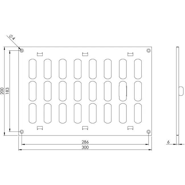 Adjustable metal slot diffuser 300x200 galvinized - MR3020RZn