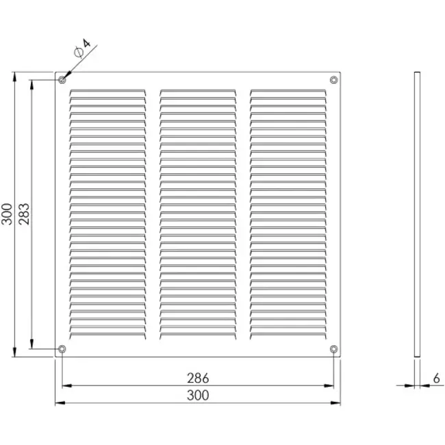 Metal grille 300x300mm zinc - MR3030Zn