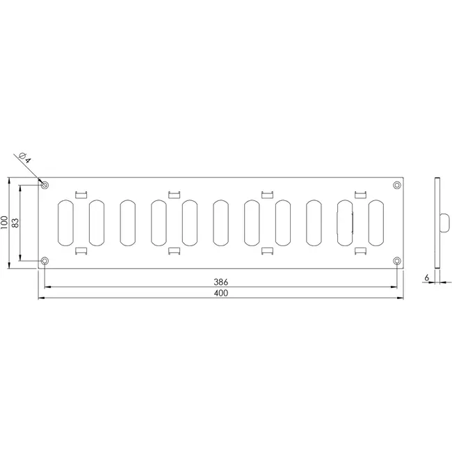 Adjustable metal slot diffuser 400x100 galvinized - MR4010RZn