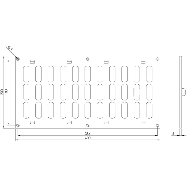 Adjustable metal slot diffuser 400x200 black - MR4020RM - RAL9005