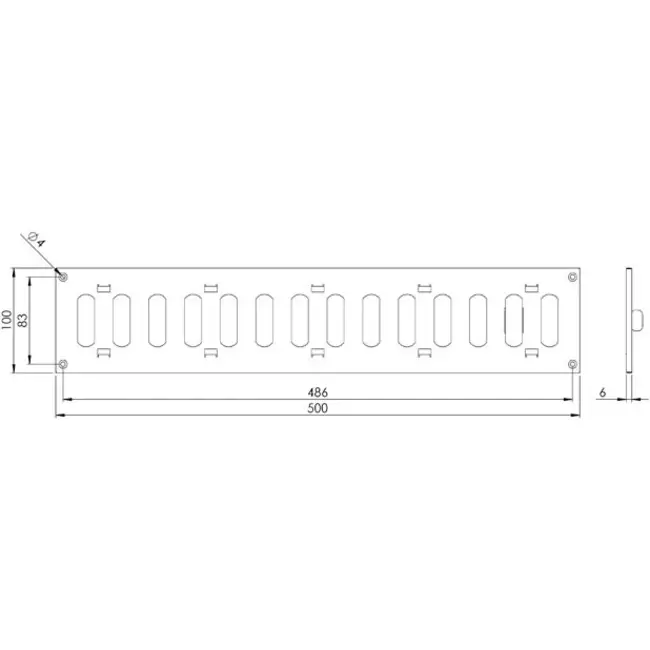 Adjustable metal slot diffuser 500x100 black - MR5010RM - RAL9005