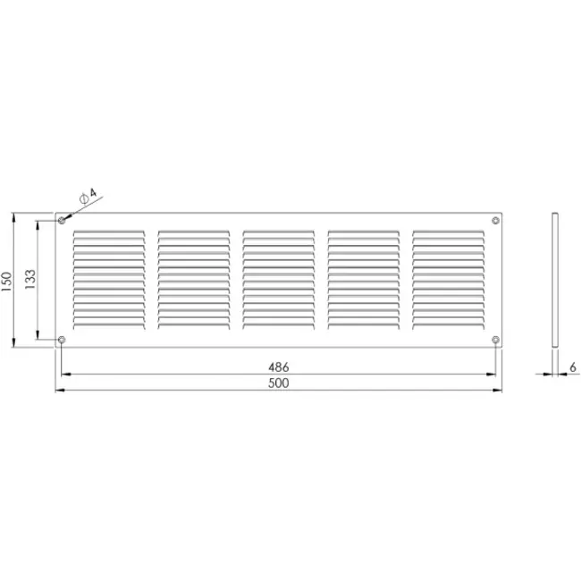 Metal grille 500x150mm white - MR5015