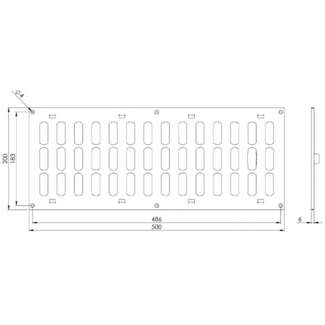 Adjustable metal slot diffuser 500x200 black - MR5020RM - RAL9005
