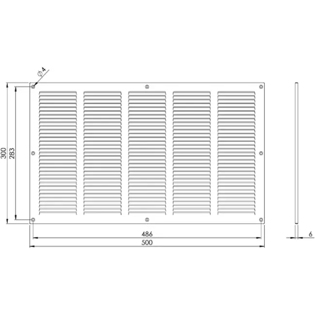 Metal grille 500x300mm white - MR5030