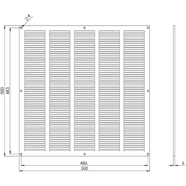 Metal grille 500x500mm galvanised - MR5050Zn