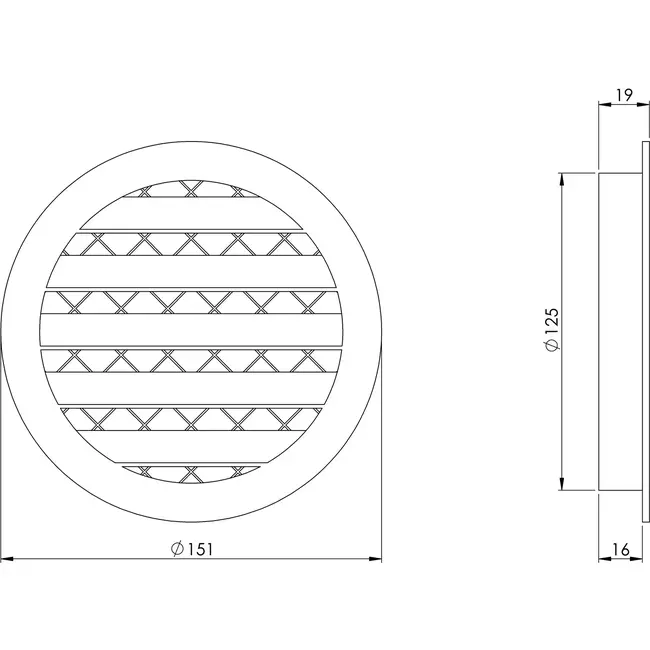 Aluminium alloy grille Ø125 white - MRA125W - RAL9016