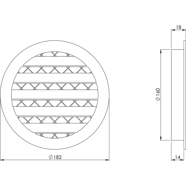 Aluminium alloy grille Ø160 brown - MRA160B - RAL8016
