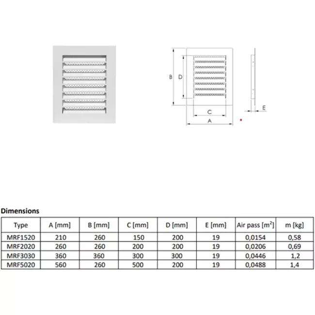 Metal grille industrial 300x300mm white - MRF3030