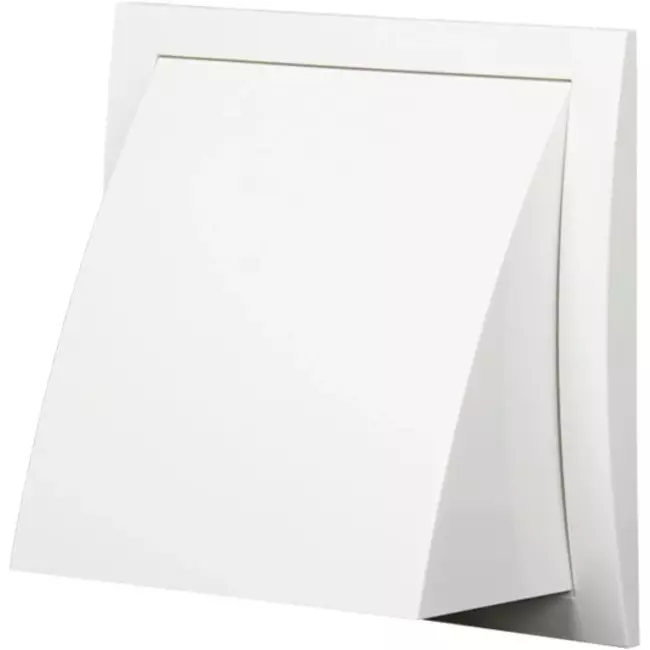 Facade grill with non-return valve 150x150 mm diameter 100 mm white - ND10FV